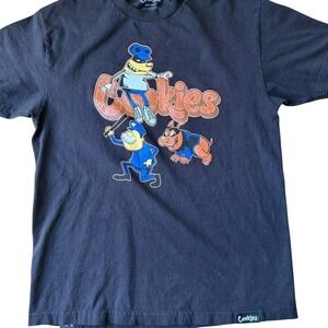 Cookies SF Mens Large Black Cartoon Graphic T-Shirt Burglar Police Dog Tee